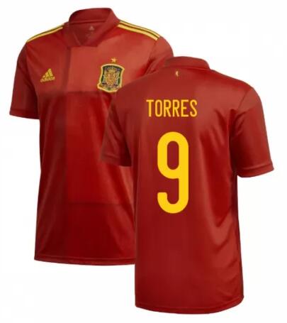 2020 EURO Spain Home Kit Soccer Jersey TORRES 9